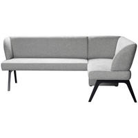 ECKBANK 215/150 cm Webstoff Hellgrau Buche vollmassiv   - Hellgrau/Schwarz, MODERN, Holz/Textil (215/150cm)