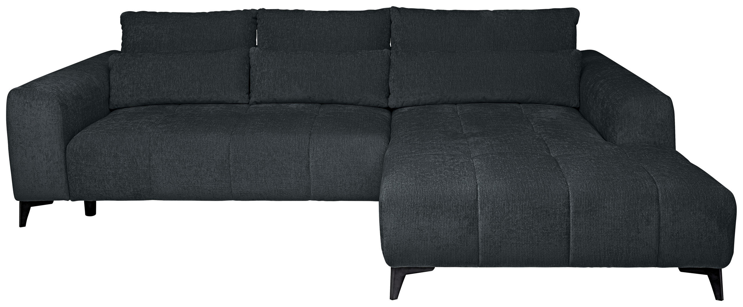 ECKSOFA Chenille Dunkelgrau  - Dunkelgrau/Schwarz, Konventionell, Kunststoff/Textil (279/222cm) - Hom`in