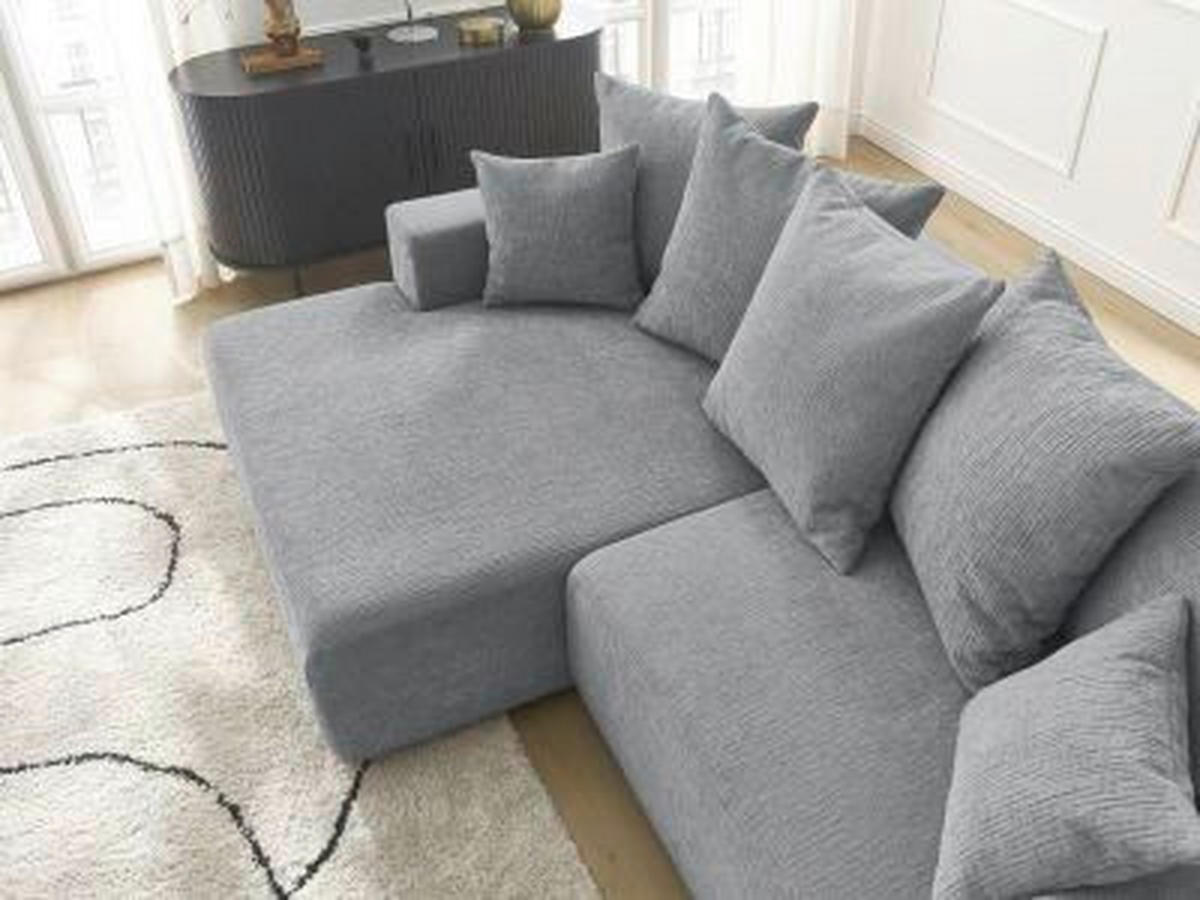 ECKSOFA Ottomane links  ATILLA Dunkelgrau Struktur  - Dunkelgrau/Schwarz, MODERN, Kunststoff/Textil (149/244cm)
