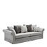 MEGASOFA Flachgewebe Dunkelgrau, Hellgrau - Dunkelgrau/Dunkelbraun, Trend, Holz/Textil (264/70/111cm) - Ambia Home