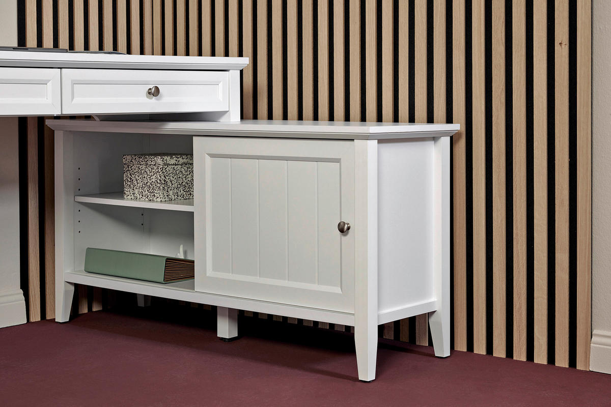 ECKSCHREIBTISCH 145/120/77 cm  in Weiss  - Weiss/Silberfarben, Modern, Holzwerkstoff/Metall (145/120/77cm) - MID.YOU