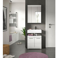 BADEZIMMER 2-teilig  in 60 cm  - Weiß Hochglanz/Silberfarben, MODERN, Glas/Holzwerkstoff (60cm) - MID.YOU