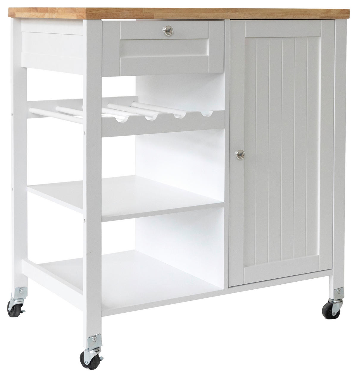 SERVIERWAGEN , Weiss  - Weiss/Silberfarben, Basics, Holz/Holzwerkstoff (80/89/47cm) - MID.YOU