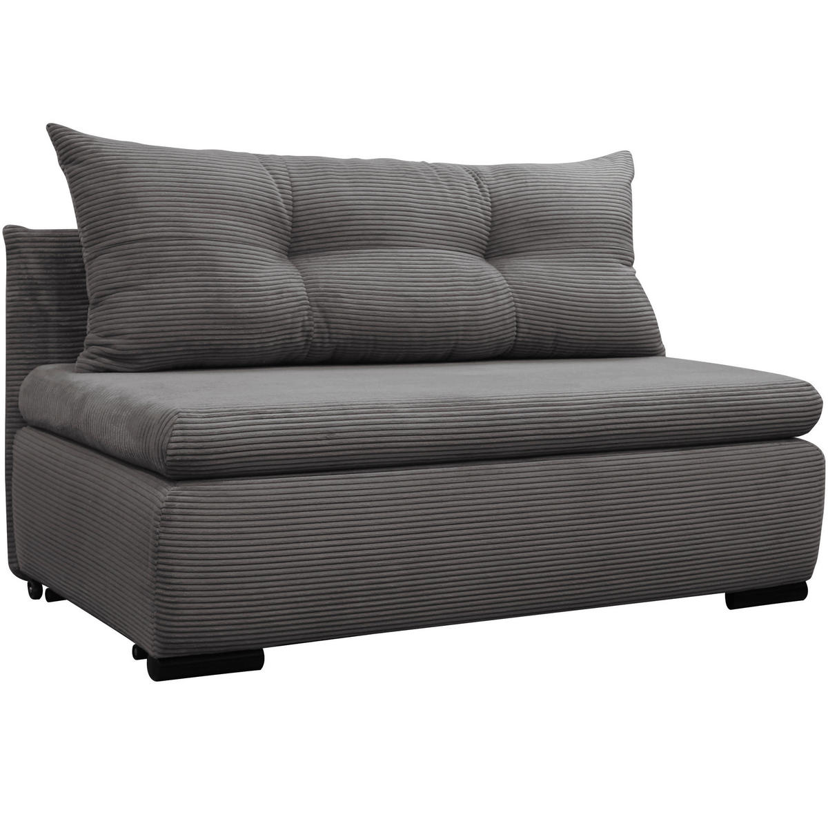 SCHLAFSOFA  mit Liegefunktion Cord Grau  - Schwarz/Grau, Design, Kunststoff/Textil (154/93/85cm) - MID.YOU