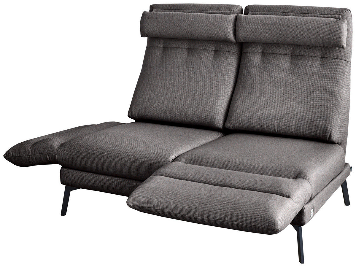 2-SITZER-SOFA Flachgewebe Dunkelbraun  - Dunkelbraun/Schwarz, Design, Textil/Metall (178-226/83-113/96-177cm) - Dieter Knoll