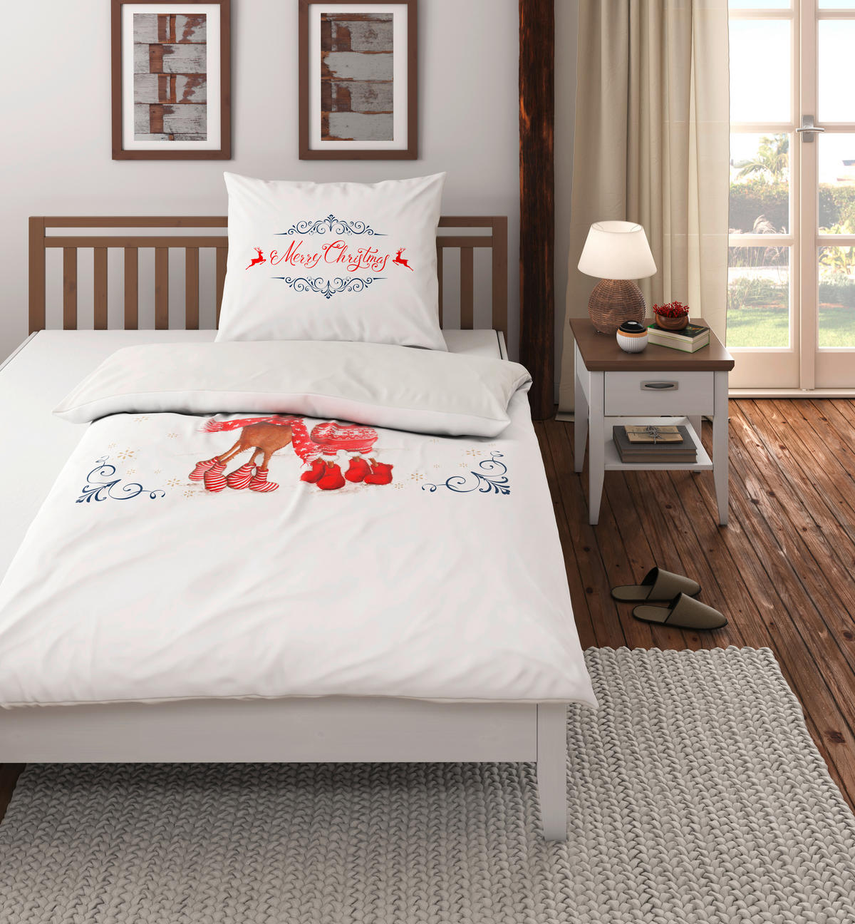 POSTELJINA SA DVA LICA FRUU 140/200 cm saten crvena, bela  - bela/crvena, Osnovno, tekstil (140/200cm) - X-Mas