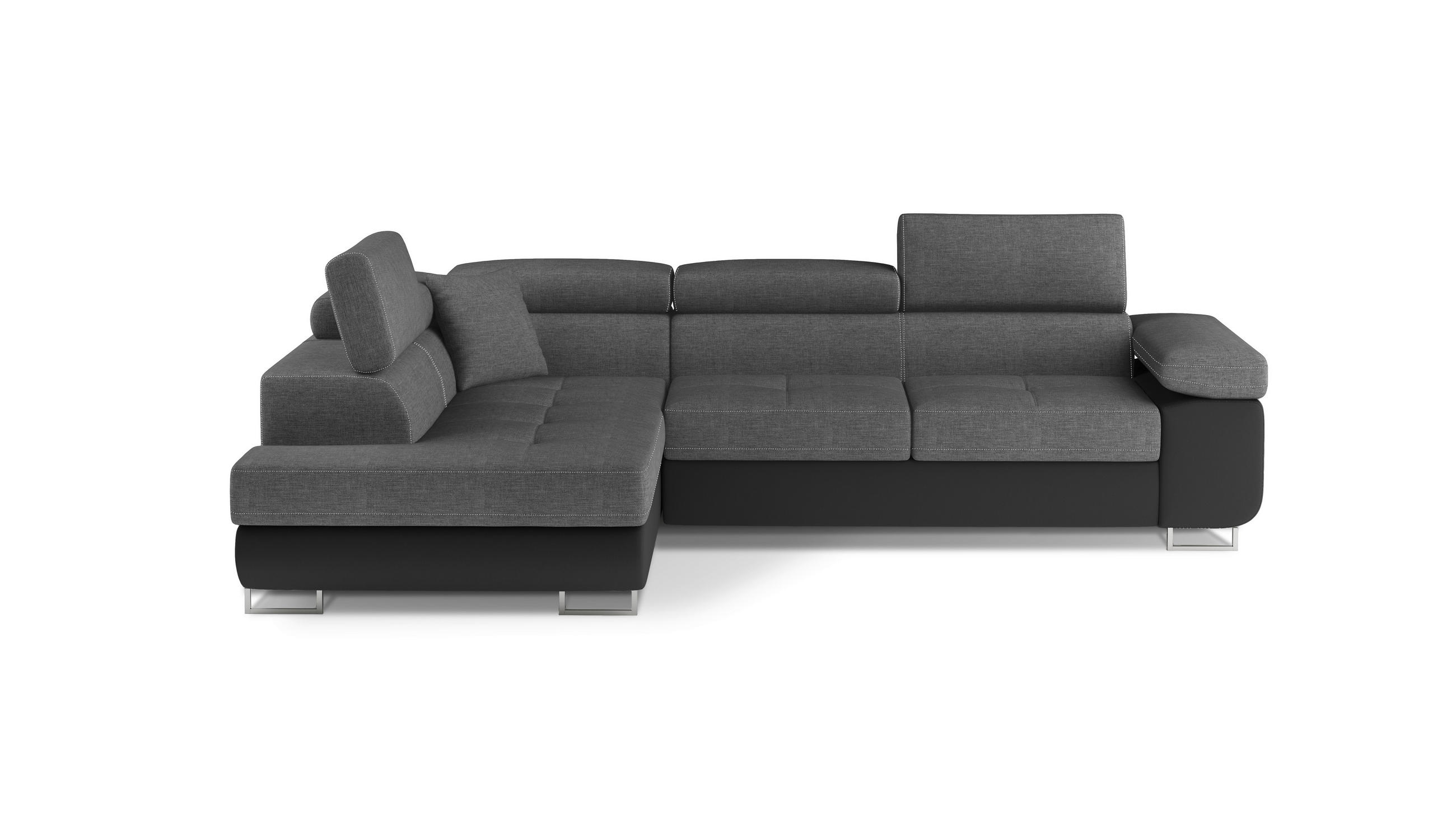 ECKSOFA Grau, Schwarz Textilgeflecht  - Chromfarben/Schwarz, Design, Textil/Metall (203/272cm) - MID.YOU