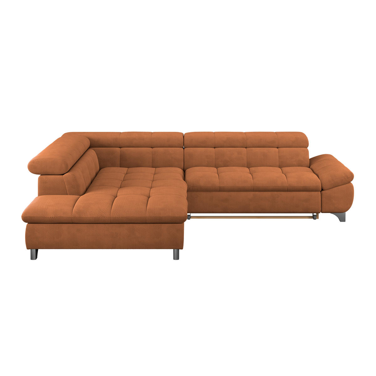 ECKSOFA Terracotta Chenille  - Chromfarben/Terracotta, KONVENTIONELL, Textil/Metall (234/312cm) - Livetastic