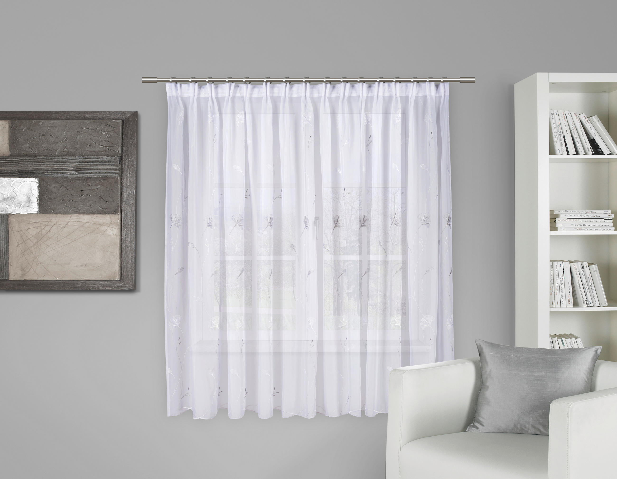 FERTIGSTORE  halbtransparent  450/175 cm   - Weiß/Grau, Natur, Textil (450/175cm) - Esposa