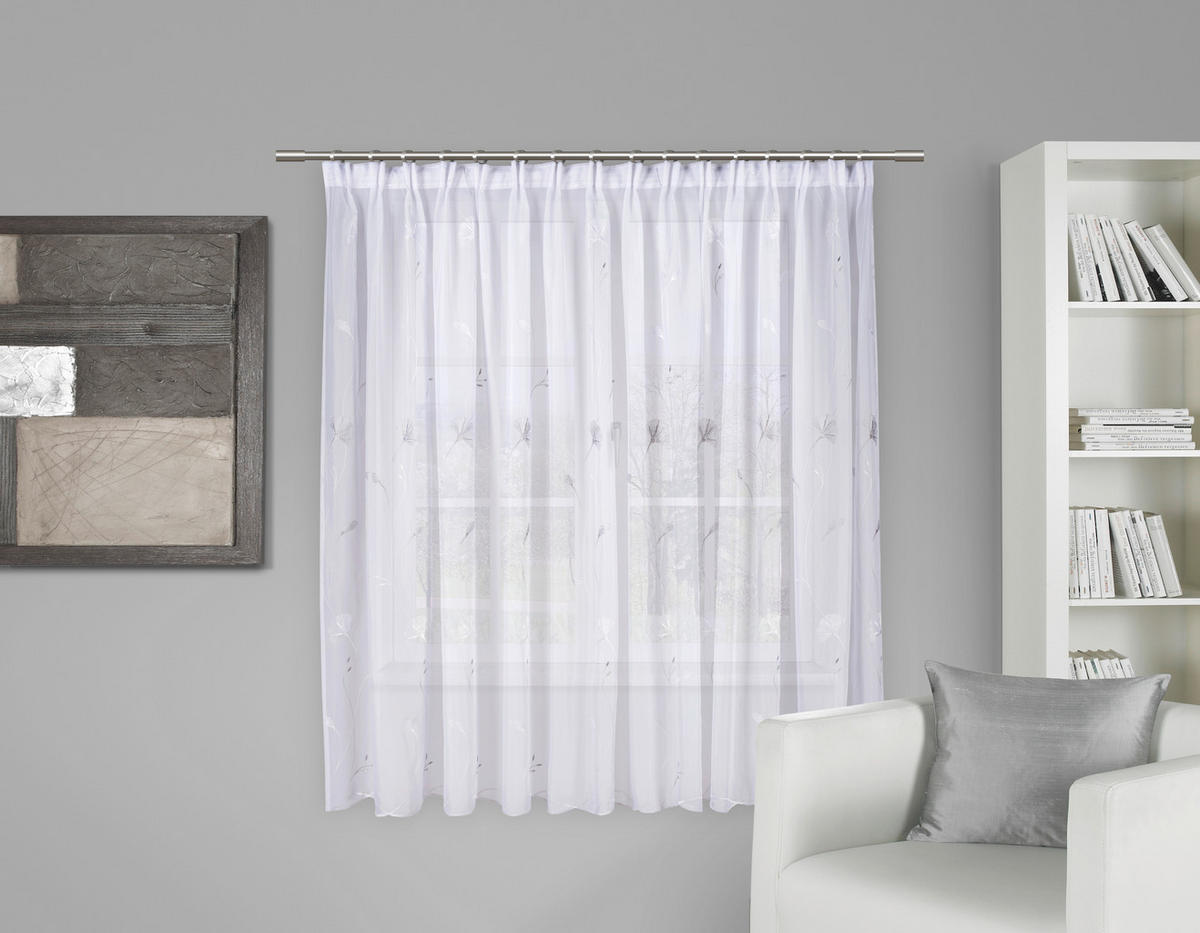 FERTIGSTORE  halbtransparent  450/175 cm   - Weiß/Grau, Natur, Textil (450/175cm) - Esposa