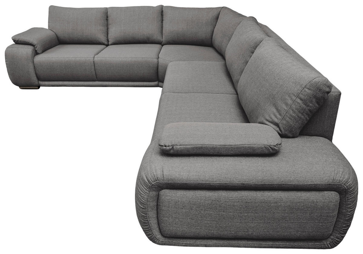 ECKSOFA Grau Struktur  - Chromfarben/Grau, KONVENTIONELL, Textil/Metall (310/280cm) - Carryhome