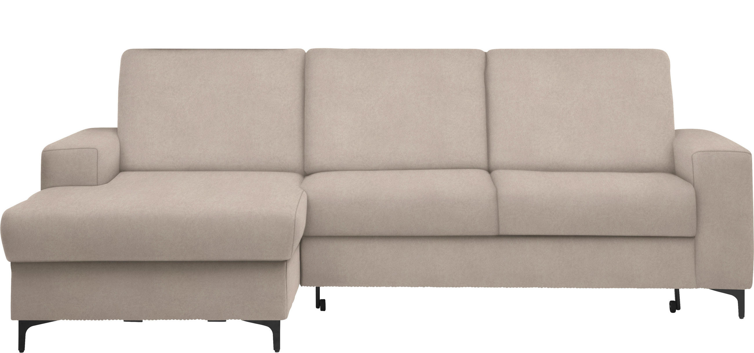 ECKSOFA in Velours Beige  - Beige/Schwarz, Konventionell, Textil/Metall (167/247cm) - Stylife