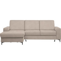 ECKSOFA in Velours Beige  - Beige/Schwarz, Konventionell, Textil/Metall (167/247cm) - Stylife
