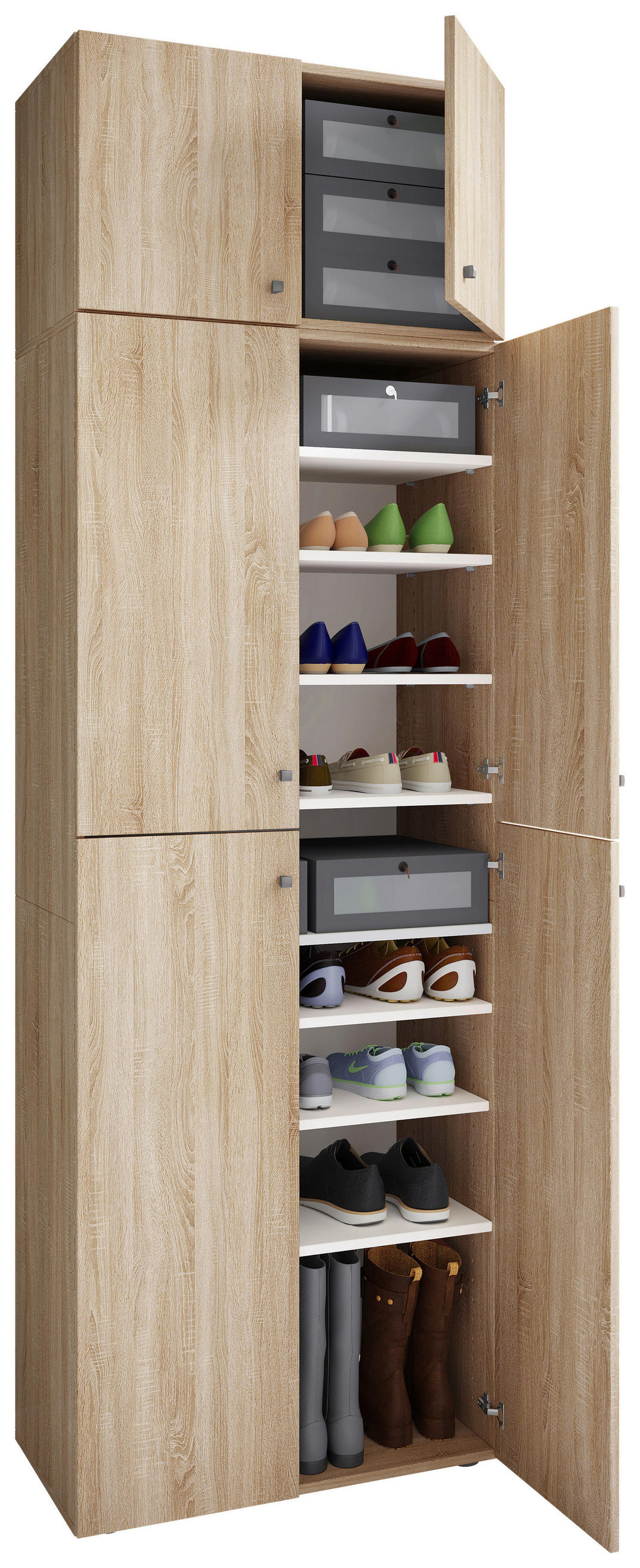SKOSKÅP  i 70/223/39 cm  - Sonoma ek/grå, Modern, trämaterial/plast (70/223/39cm) - MID.YOU
