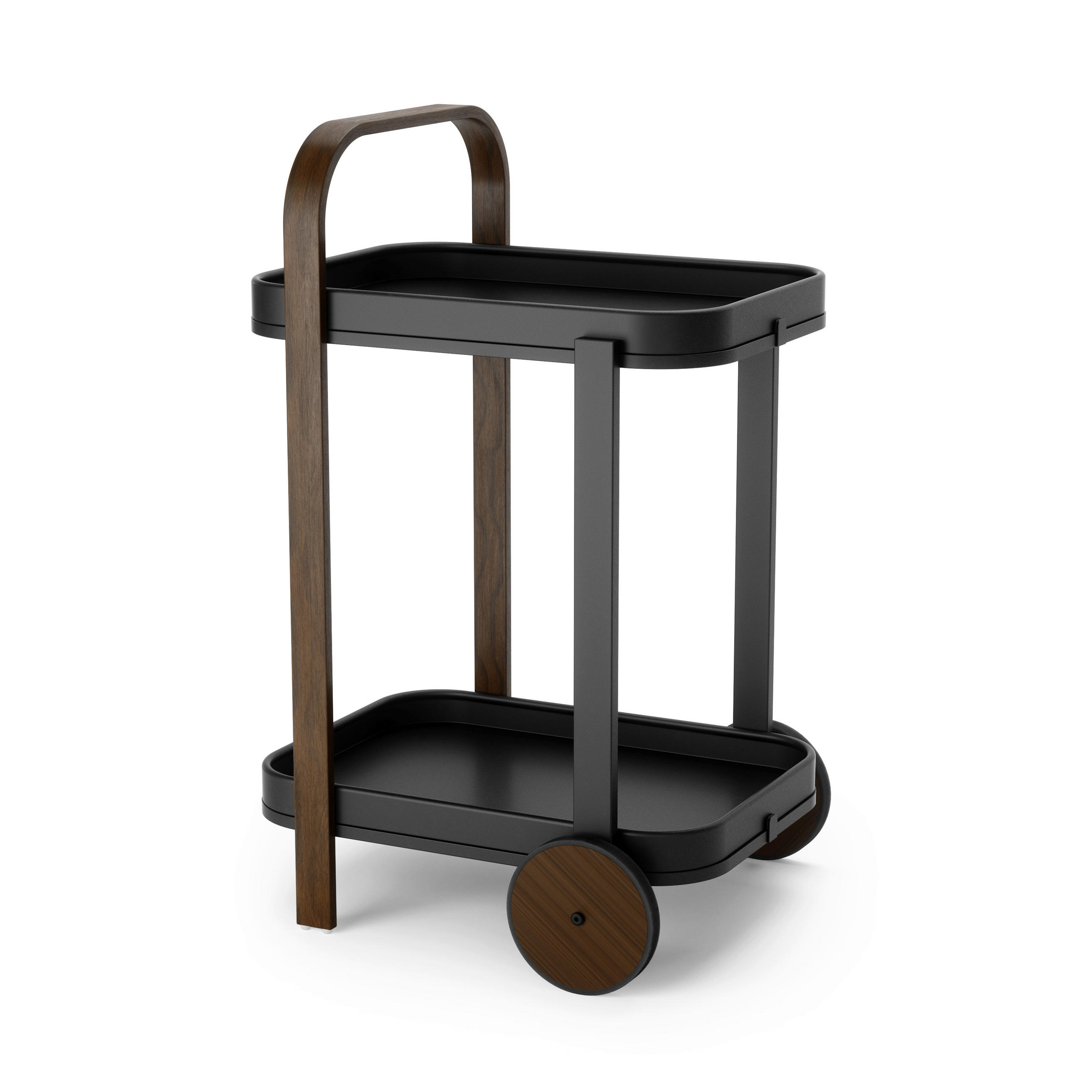 SERVIERWAGEN Schwarz, Walnussfarben  - Walnussfarben/Schwarz, KONVENTIONELL, Metall (44/80/50cm) - Umbra