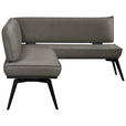 ECKBANK 235/165 cm Webstoff Schwarz, Dunkelgrau Buche massiv - Dunkelgrau/Schwarz, Basics, Holz/Textil (235/165cm) - Carryhome