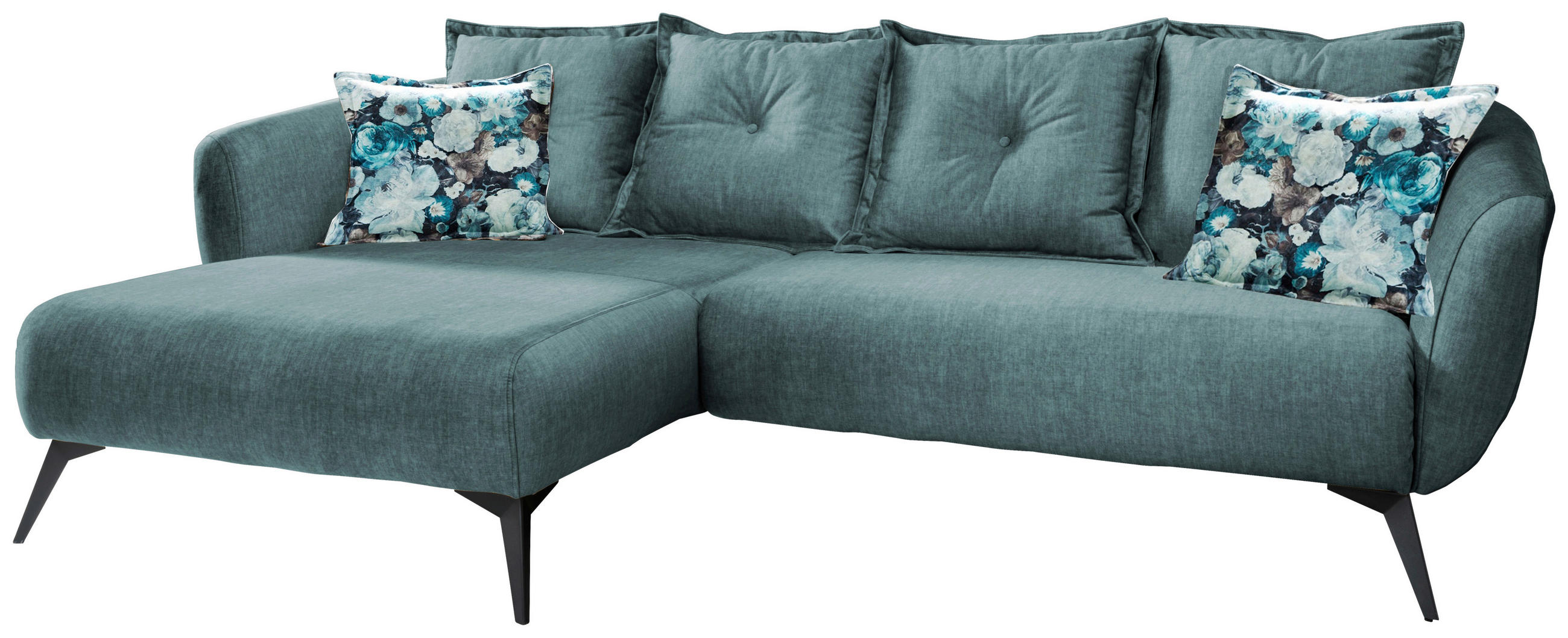 ECKSOFA Blau, Multicolor Velours - Blau/Multicolor, MODERN, Holz/Textil (162/277cm) - Livetastic