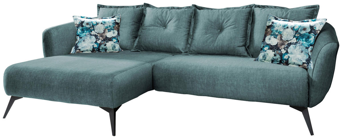 ECKSOFA in Velours Blau, Multicolor  - Blau/Multicolor, Modern, Holz/Textil (162/277cm) - Livetastic