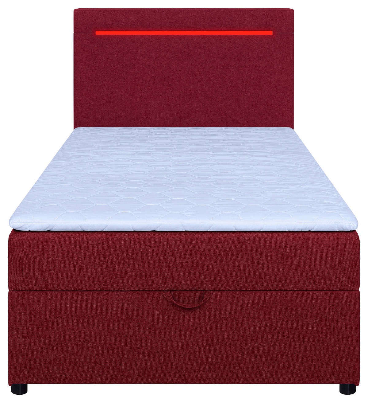 BOXBETT 100/200 cm,  in Rot, Bettkasten, Topper, Kopfteilbeleuchtung,  - Rot/Schwarz, MODERN, Kunststoff/Textil (100/200cm) - MID.YOU