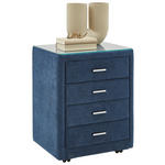 NACHTSCHRANK 50/64/41,5 cm  - Chromfarben/Blau, KONVENTIONELL, Glas/Textil (50/64/41,5cm) - Dieter Knoll