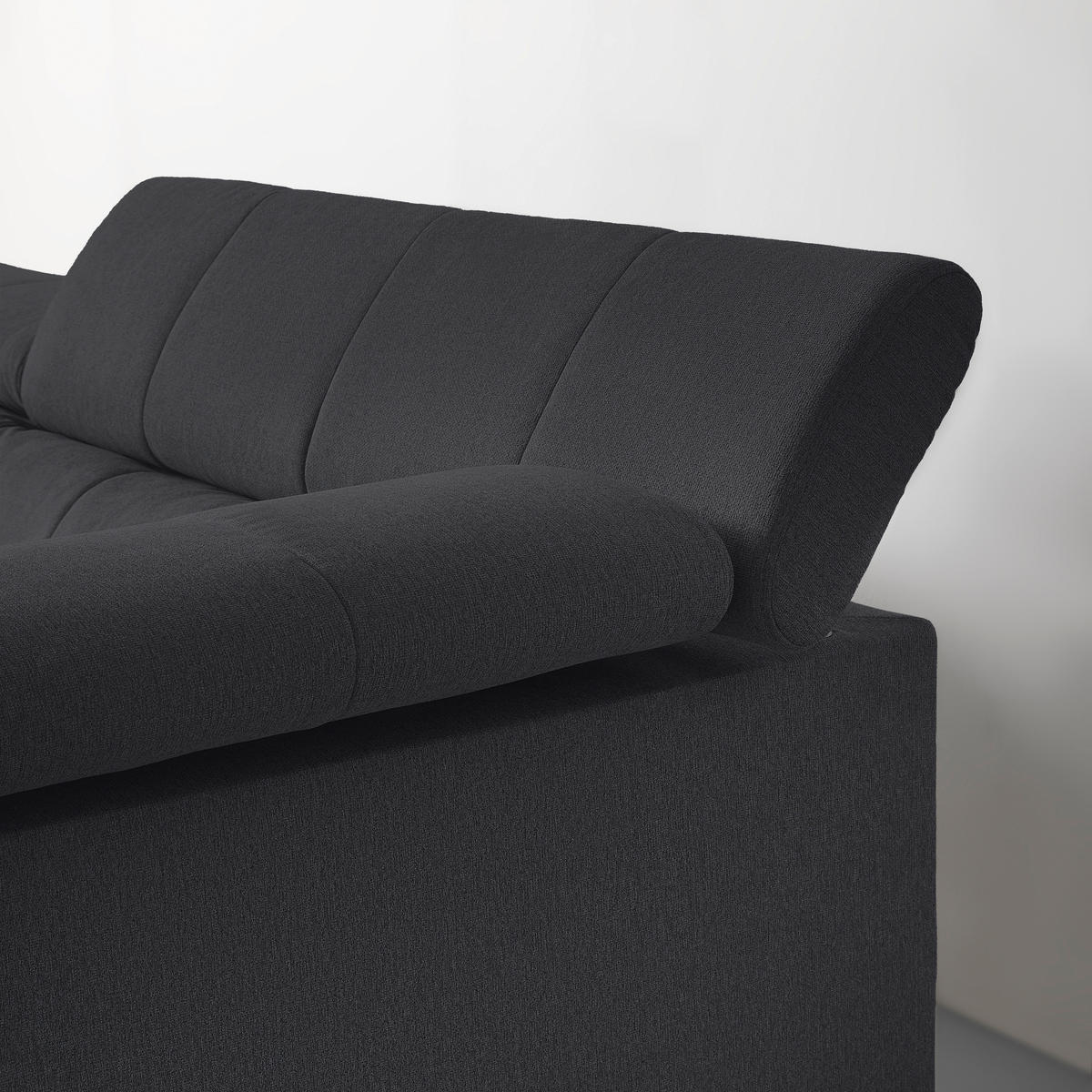 ECKSOFA in Chenille Schwarz  - Schwarz, Modern, Textil/Metall (296/201cm) - Livetastic