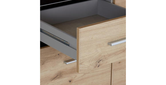 KLEIDERSCHRANK 181/197/54 cm 4-türig Dunkelgrau, Eiche Artisan - Dunkelgrau/Silberfarben, Design, Holzwerkstoff/Kunststoff (181/197/54cm) - Carryhome
