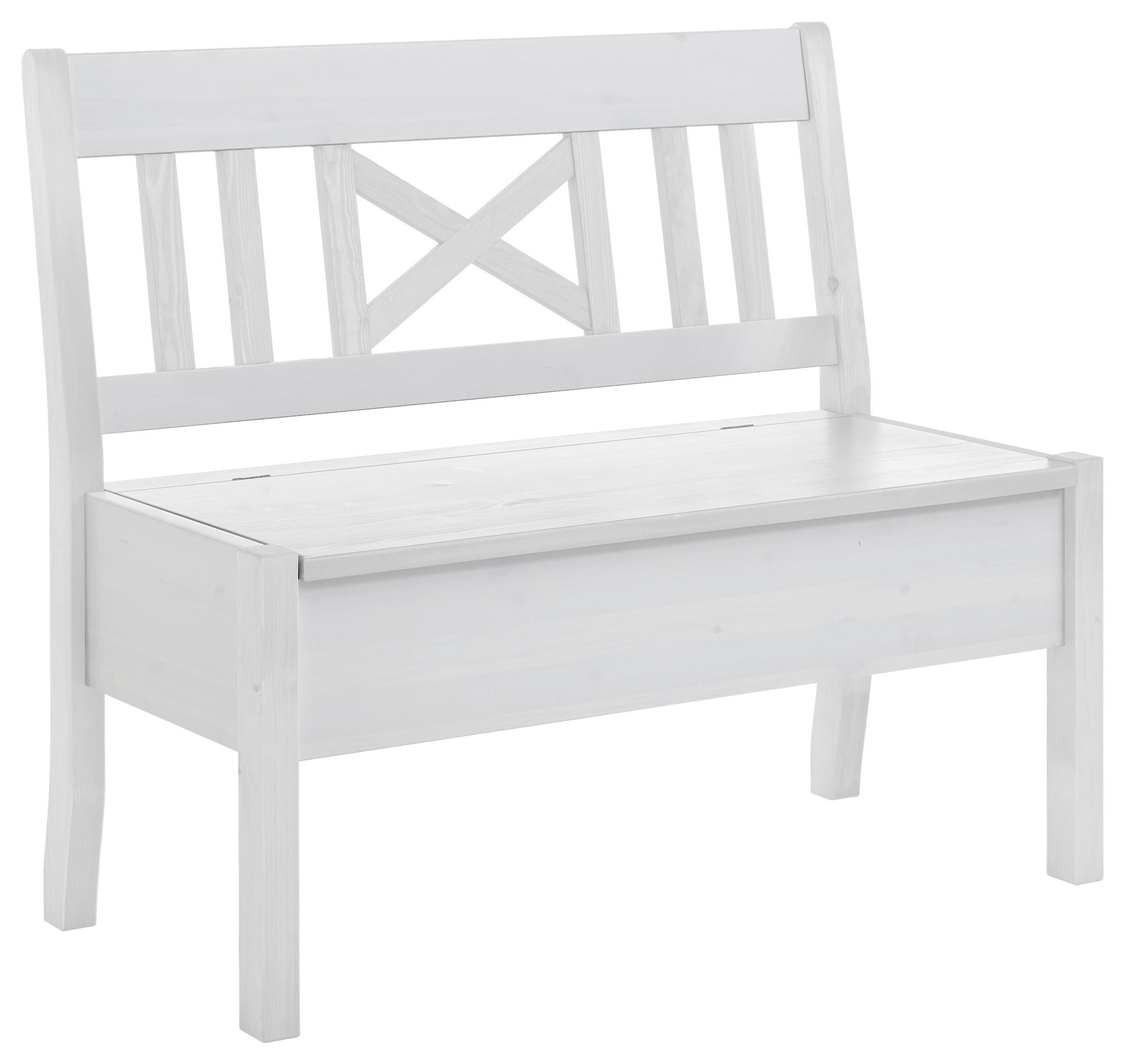 SITZBANK 105/93/58 cm Weiß Kiefer massiv  - Weiß, ROMANTIK / LANDHAUS, Holz (105/93/58cm) - Boxxx