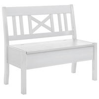 SITZBANK 105/93/58 cm Weiß Kiefer massiv  - Weiß, ROMANTIK / LANDHAUS, Holz (105/93/58cm) - Boxxx