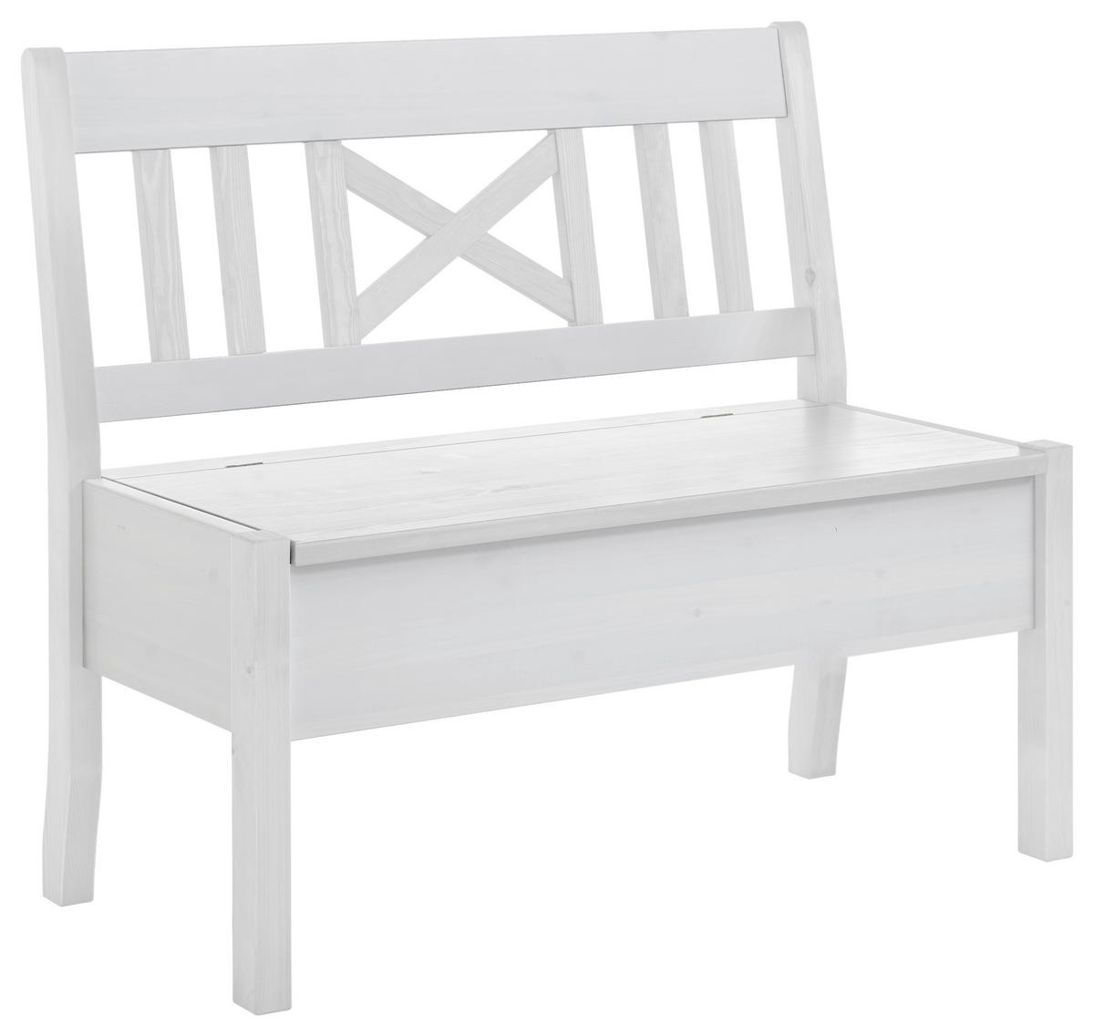 SITZBANK 105/93/58 cm Weiß Kiefer massiv  - Weiß, ROMANTIK / LANDHAUS, Holz (105/93/58cm) - Boxxx