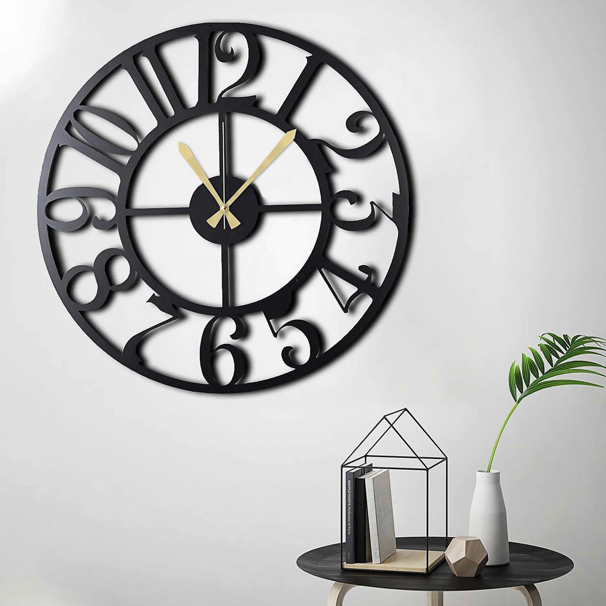 WANDUHR Schwarz 70/70/3 cm  - Schwarz, LIFESTYLE, Metall (70/70/3cm)