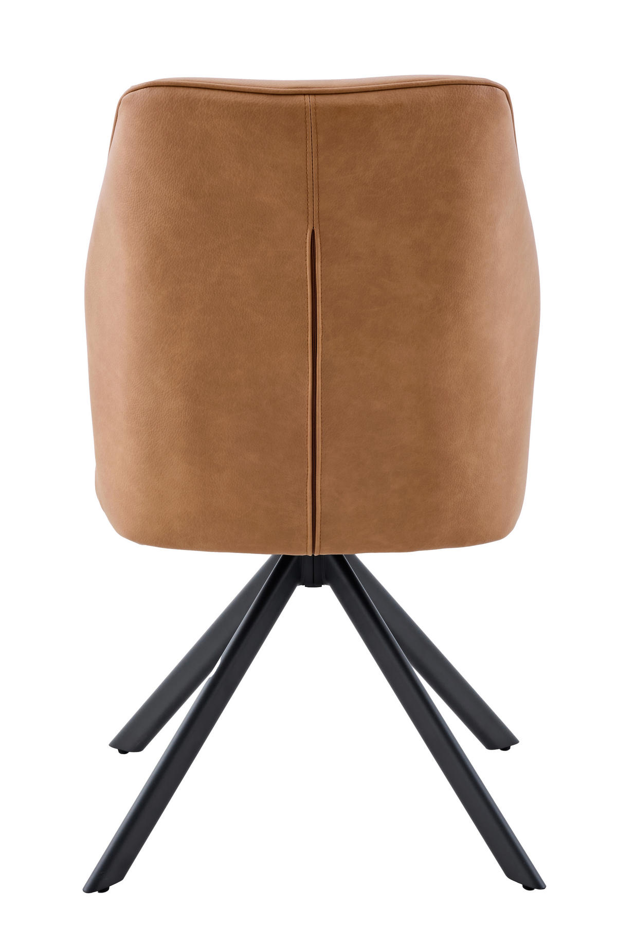 STUHL-SET 2 Stück  in Stahl Lederlook  - Cognac/Schwarz, MODERN, Textil/Metall (51/92/65cm) - MID.YOU