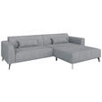 ECKSOFA  in Chenille Grau Rückenkissen  300/190 cm  - Hellbraun/Schwarz, MODERN, Textil/Metall (300/190cm) - Carryhome