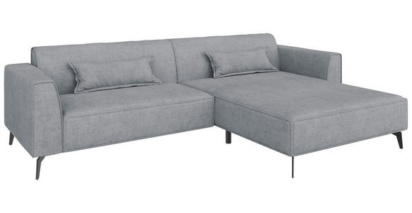 ECKSOFA  in Chenille Grau Rückenkissen  300/190 cm  - Hellbraun/Schwarz, MODERN, Textil/Metall (300/190cm) - Carryhome