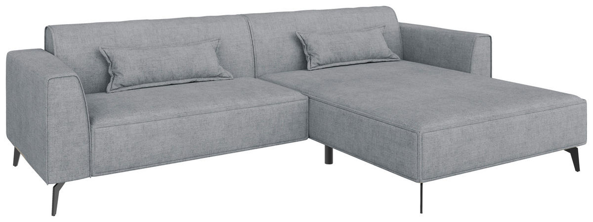 ECKSOFA Chenille Grau  - Hellbraun/Schwarz, Modern, Textil/Metall (300/190cm) - Carryhome