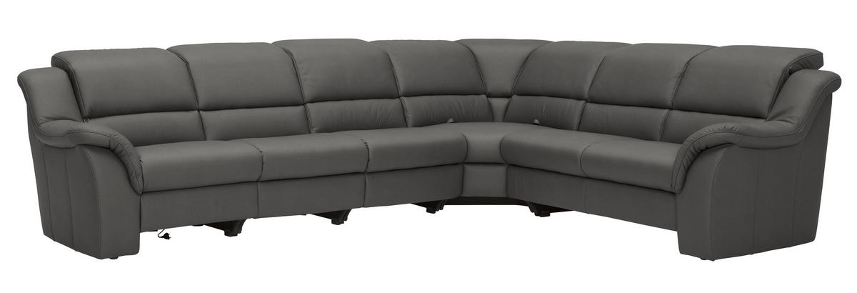 ECKSOFA  in Echtleder Dunkelgrau  324/260 cm  - Chromfarben/Dunkelgrau, KONVENTIONELL, Leder/Kunststoff (324/260cm) - Cantus