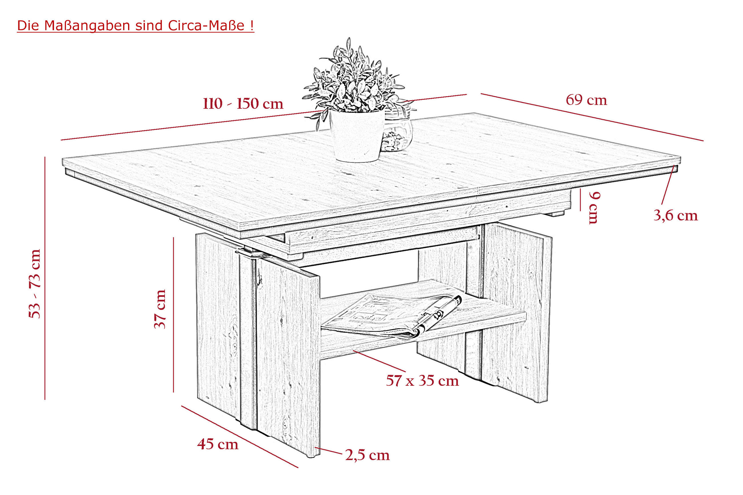 COUCHTISCHSET 110-150/70/53-72 cm rechteckig Eichefarben  - Eichefarben, Design, Holzwerkstoff (110-150/70/53-72cm) - Livetastic