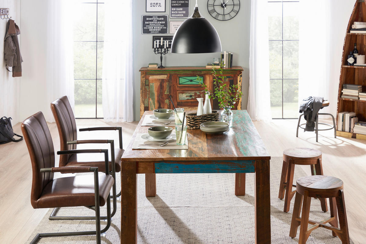 JEDÁLENSKÝ STÔL, akácia, recyklované drevo, farba akácie, 160/90/76 cm - farba akácie, Trend, drevo (160/90/76cm) - Ambia Home