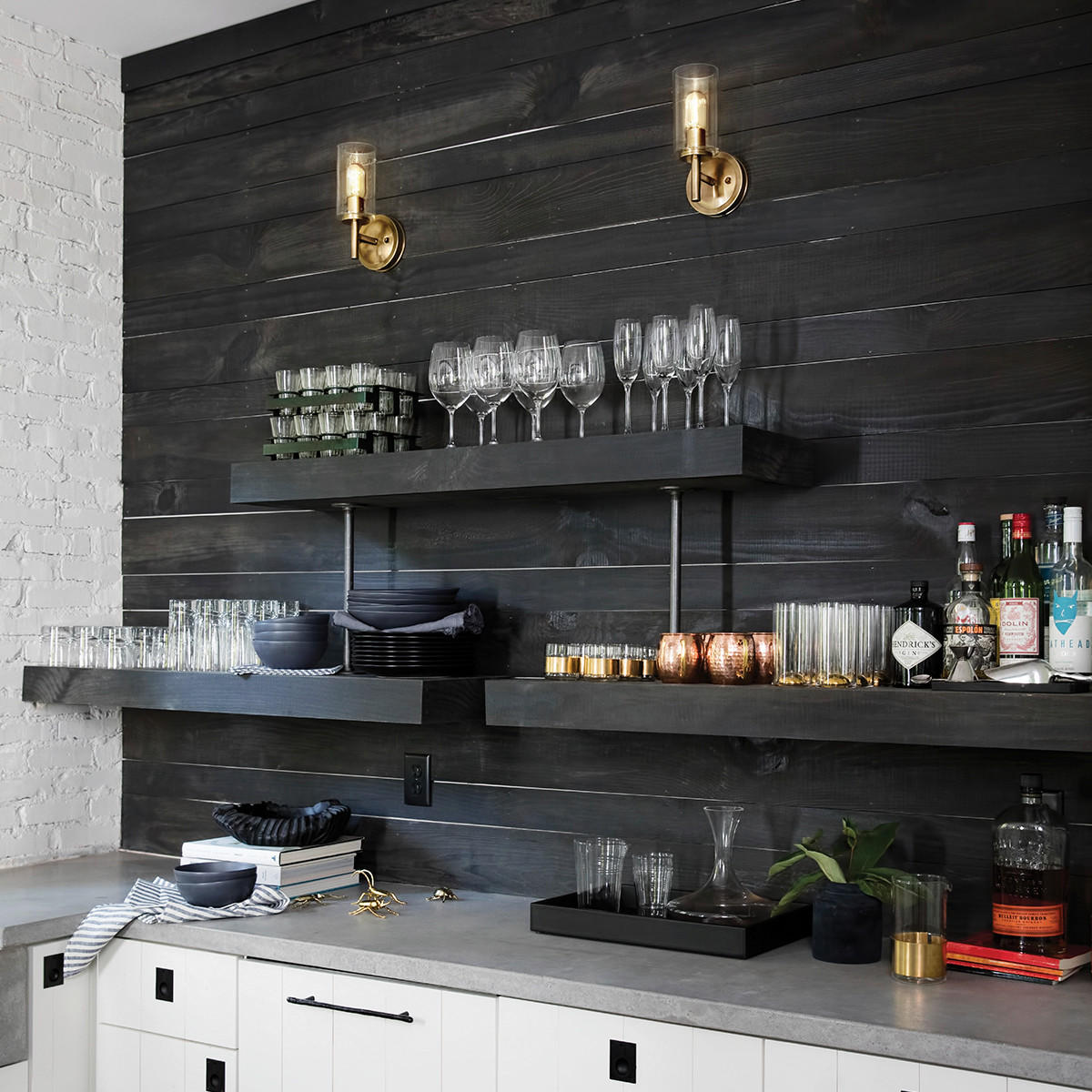 WANDLEUCHTE - Messingfarben, Design, Glas/Metall (12.7/26.2/14.8cm) - Elstead Lighting