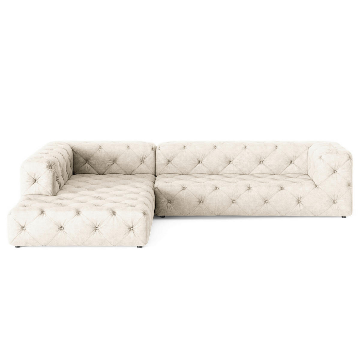 ECKSOFA Mikrofaser Creme  - Creme/Schwarz, Design, Kunststoff/Textil (228/325cm) - P & B