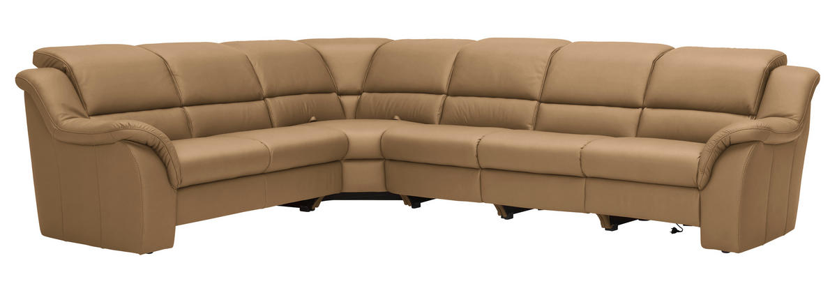 ECKSOFA  in Echtleder Cappuccino  260/324 cm  - Schwarz/Cappuccino, KONVENTIONELL, Leder/Kunststoff (260/324cm) - Cantus