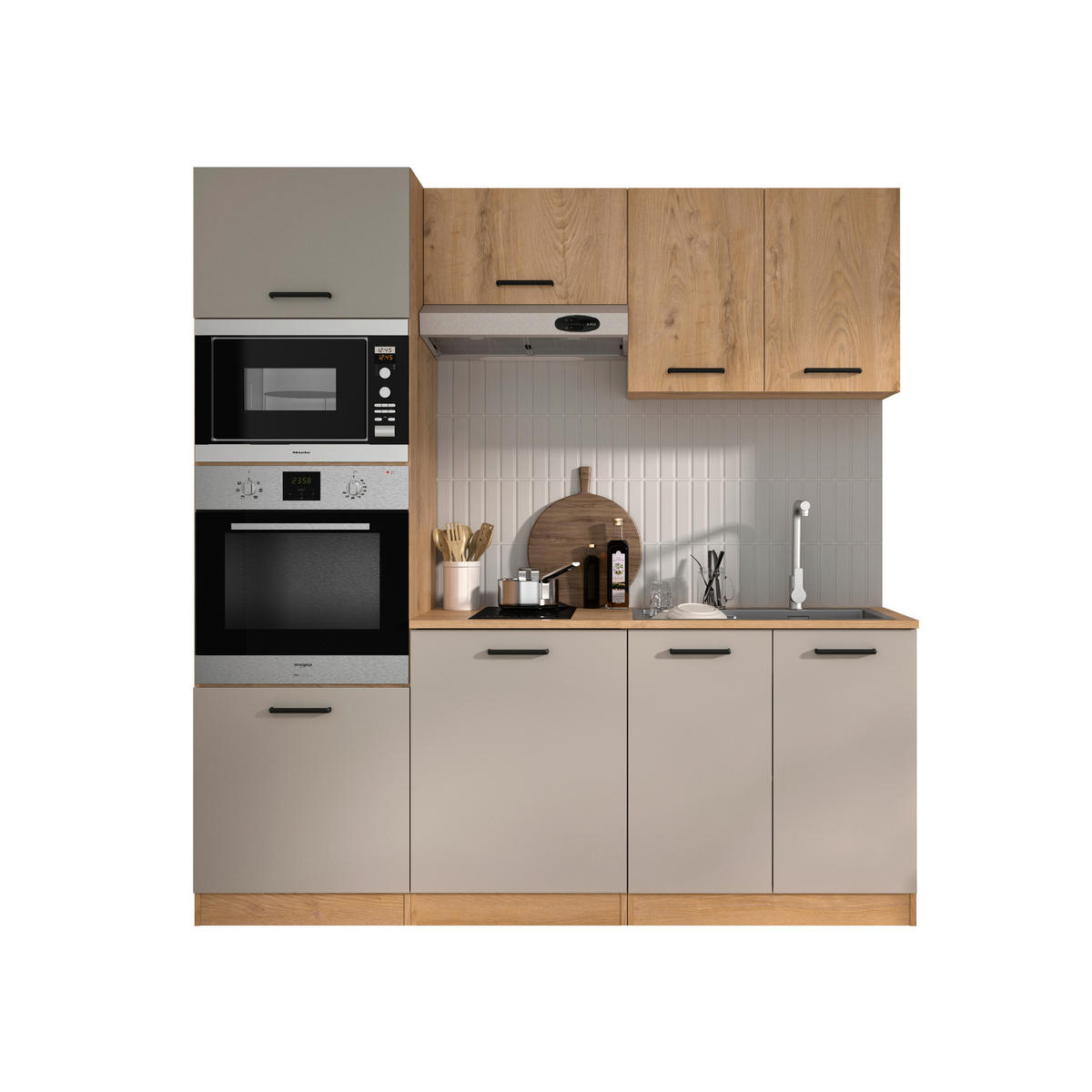 KÜCHENLEERBLOCK   in Beige, Beigebraun  - Beige/Beigebraun, Trend, Holzwerkstoff/Metall (200/211/60cm) - MID.YOU