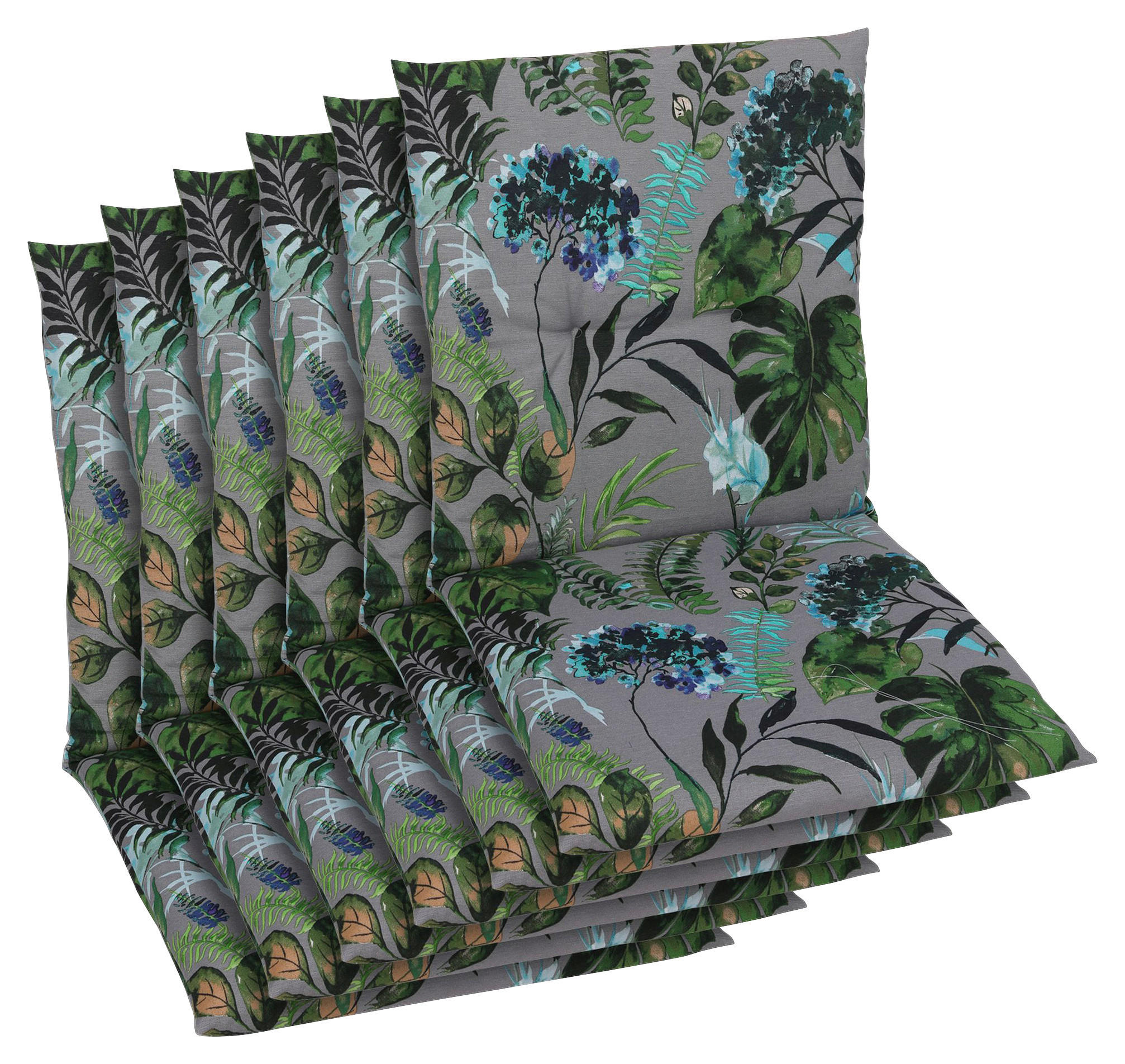 SESSELAUFLAGENSET Blätter  - Anthrazit/Grün, Basics, Textil (48/5/98cm)