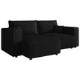 ECKSOFA Anthrazit Cord Zierkissen, Rückenkissen, Schlaffunktion, Rücken echt  - Anthrazit/Schwarz, MODERN, Kunststoff/Textil (153/250cm) - Xora