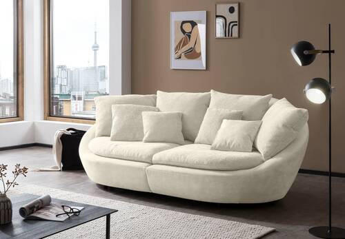 BIGSOFA in Chenille Weiss, Beige  - Weiss/Beige, Modern, Kunststoff/Textil (237/87/131cm) - Trendmanufaktur