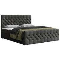BOXBETT 140/200 cm,  in Schwarz, Matratze, Topper, H3 = fest  - Schwarz, KONVENTIONELL, Holz/Kunststoff (140/200cm) - Chameo