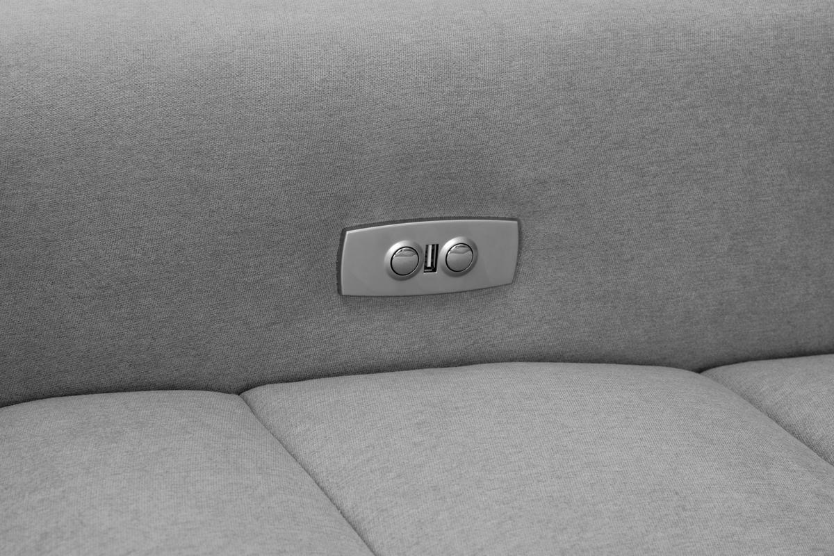 ECKSOFA Hellgrau Mikrofaser  - Silberfarben/Hellgrau, Design, Textil/Metall (242/161cm) - Livetastic