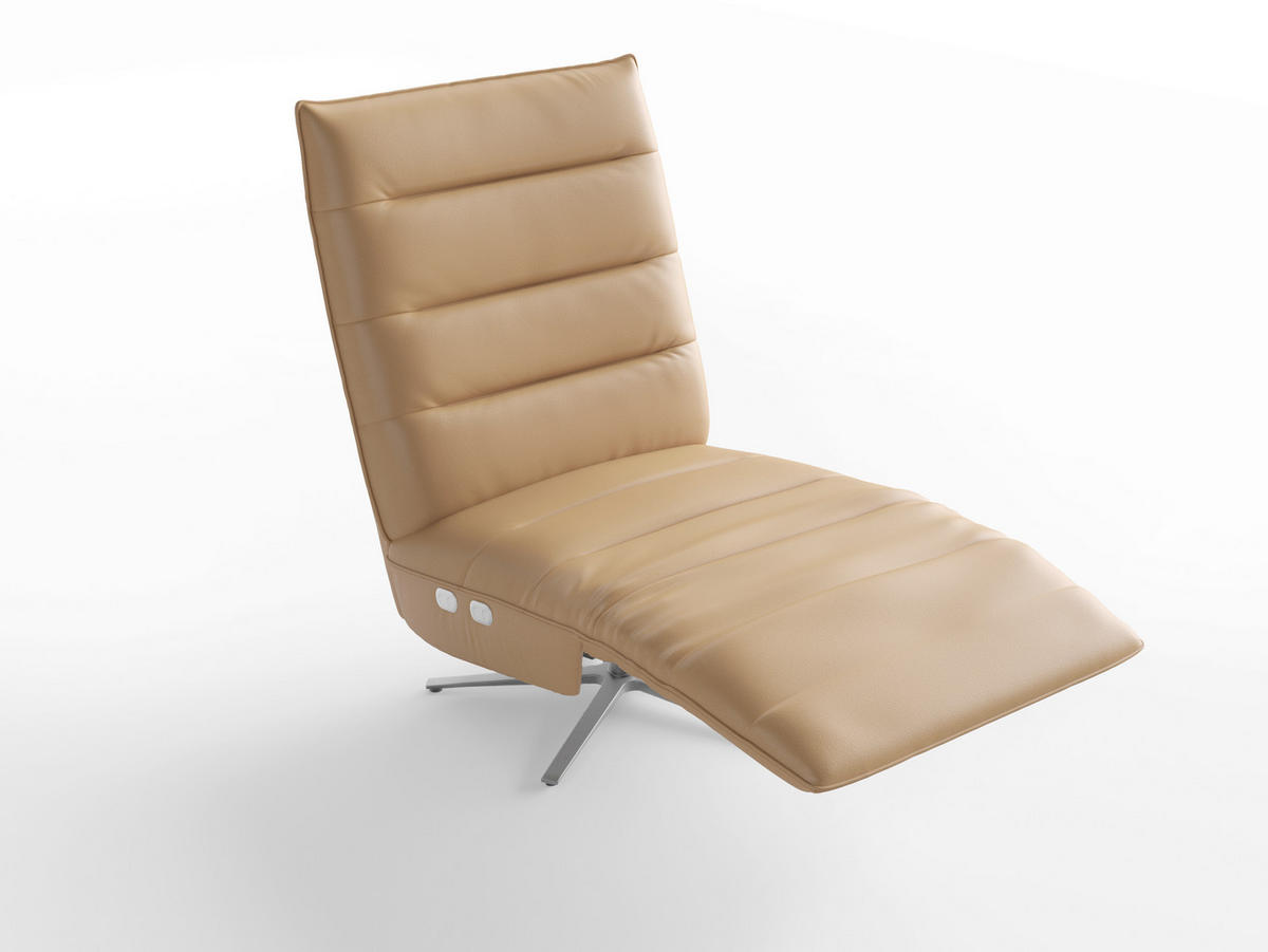 RELAXSESSEL EVE E Echtleder Kopfteilverstellung, Rücken echt    - Silberfarben/Cappuccino, Basics, Leder/Metall (80/109/98cm) - Sit & More