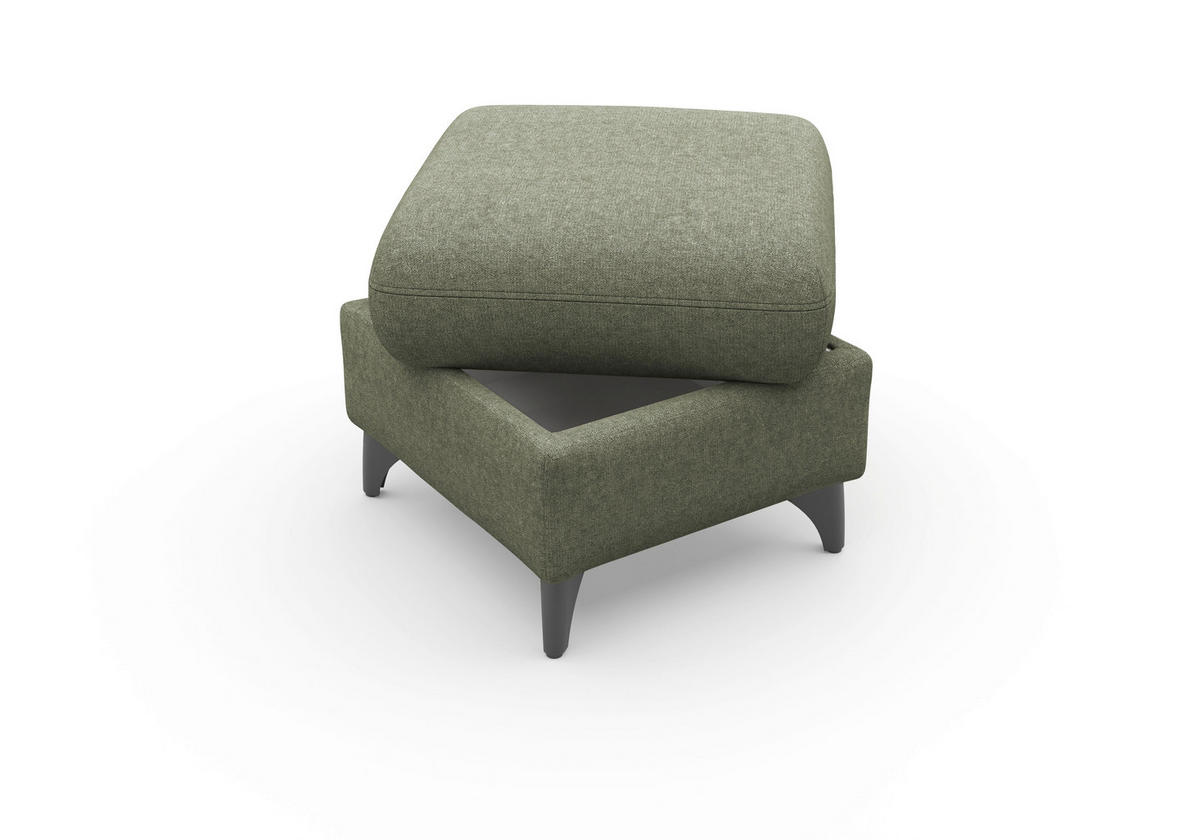 HOCKER GLENDALE E Flachgewebe Olivgrün  - Schwarz/Olivgrün, KONVENTIONELL, Textil/Metall (58/48/58cm) - Sit & More
