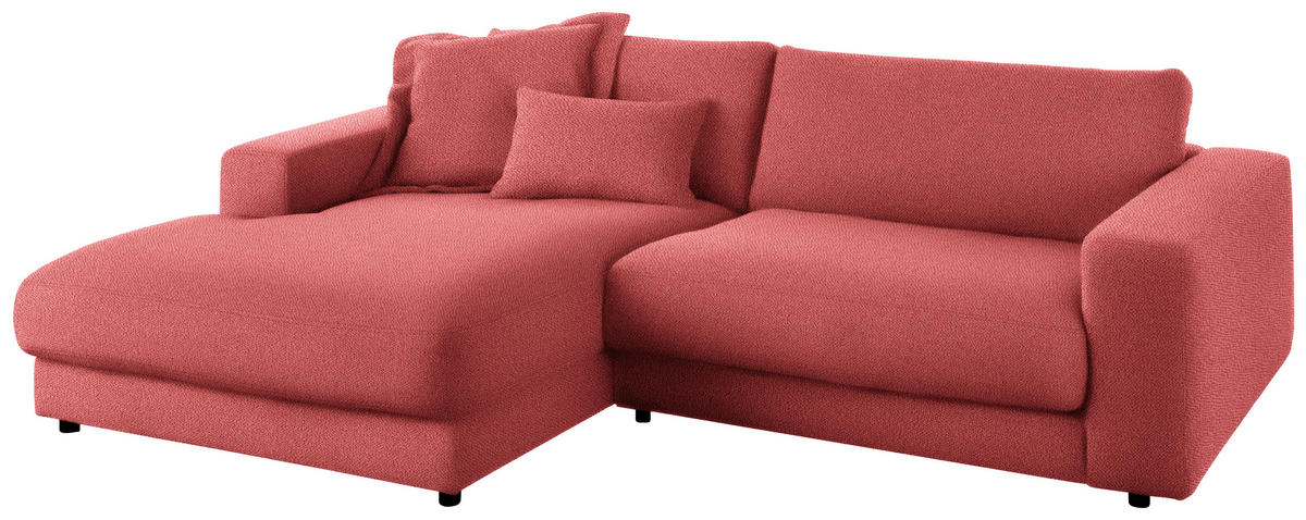 ECKSOFA in Flachgewebe Koralle  - Koralle/Schwarz, Design, Kunststoff/Textil (190/270cm) - Lomoco