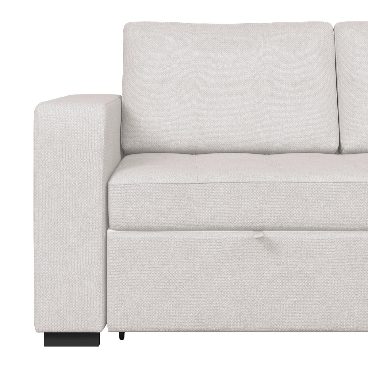 ECKSOFA TURIN Creme Mikrofaser, Struktur Rückenkissen, Bettkasten  - Creme/Schwarz, Trend, Textil/Metall (239/160cm) - MID.YOU